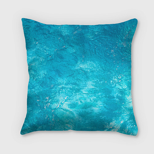 Подушка квадратная Голубой океан Голубая вода / 3D-принт – фото 1