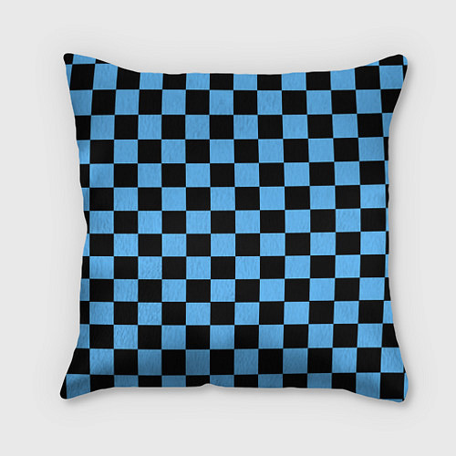 Подушка квадратная Шахматная доска Синяя / 3D-принт – фото 1