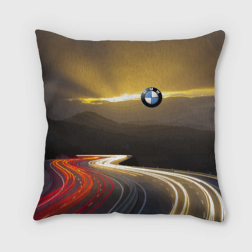 Подушка квадратная BMW Night route / 3D-принт – фото 1