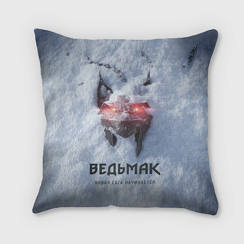 Подушка квадратная Волк на снегу Ведьмак 4 / 3D-принт – фото 1