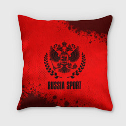 Подушка квадратная RUSSIA - ГЕРБ Russia Sport Брызги, цвет: 3D-принт