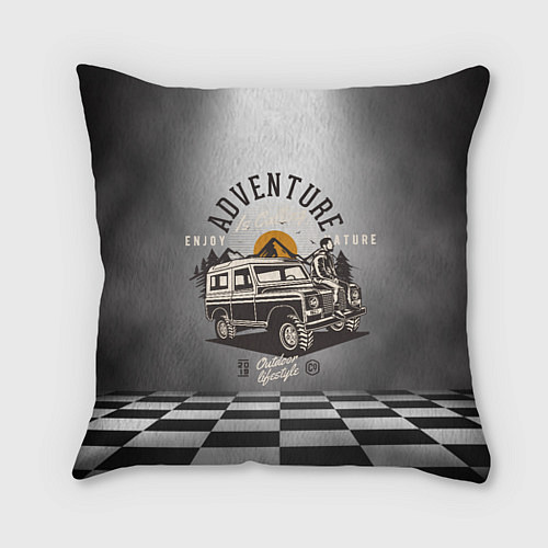 Подушка квадратная Путешествие на джипе / 3D-принт – фото 1