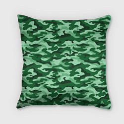 Подушка квадратная Зеленый монохромный камуфляж, цвет: 3D-принт