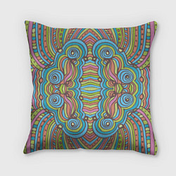 Подушка квадратная Абстрактный разноцветный узор Линии, волны, полосы, цвет: 3D-принт