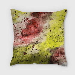 Подушка квадратная Абстракция Гранж Желтый и бордовый, цвет: 3D-принт