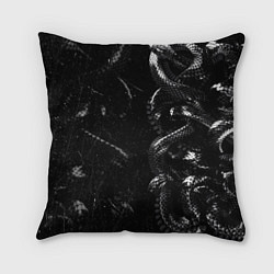 Подушка квадратная Змеиный Паттерн Snake Black, цвет: 3D-принт