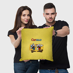 Подушка квадратная Cuphead and Mugman Чашечки, цвет: 3D-принт — фото 2