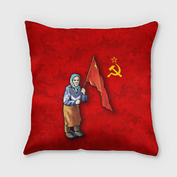 Подушка квадратная Бабушка с символом победы, цвет: 3D-принт