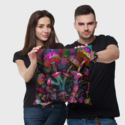 Подушка квадратная Вот такие грибочки Pattern Психоделика, цвет: 3D-принт — фото 2