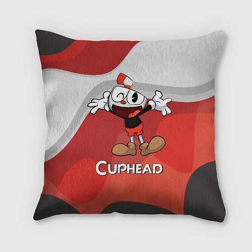 Подушка квадратная Cuphead веселая красная чашечка / 3D-принт – фото 1