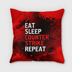 Подушка квадратная Eat Sleep Counter Strike Repeat Брызги, цвет: 3D-принт