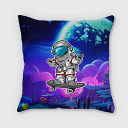 Подушка квадратная Космонавт - скейтер, цвет: 3D-принт