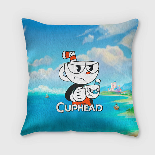 Подушка квадратная Cuphead сердитая чашечка / 3D-принт – фото 1