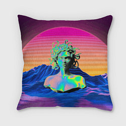 Подушка квадратная Gorgon Medusa Vaporwave Neon Mountains