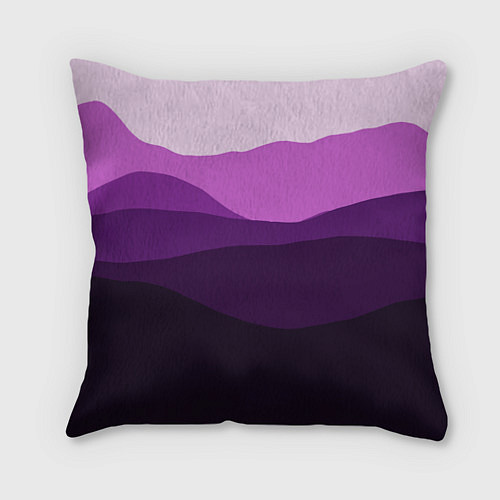 Подушка квадратная Фиолетовый градиент горы абстракция / 3D-принт – фото 1