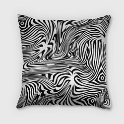 Подушка квадратная Сумасшедшая зебра Абстрактный узор с извилистыми л, цвет: 3D-принт