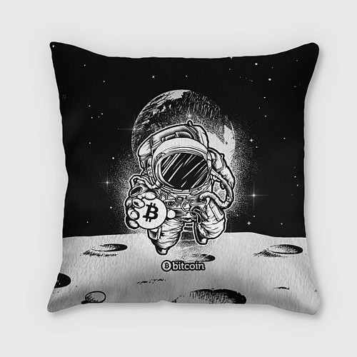 Подушка квадратная Космонавт с биткоином / 3D-принт – фото 1