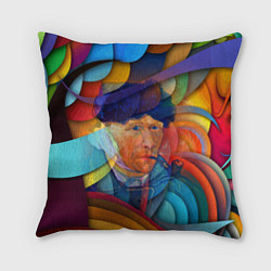 Подушка квадратная Ван Гог Автопортрет с отрезанным ухом на красочном, цвет: 3D-принт