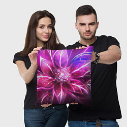 Подушка квадратная Неоновый Цветок Neon Flower, цвет: 3D-принт — фото 2