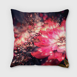 Подушка квадратная Нежные цветы и блестки, цвет: 3D-принт
