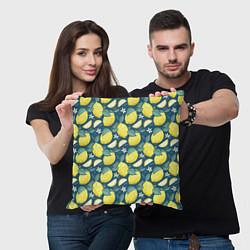 Подушка квадратная Cute lemon pattern, цвет: 3D-принт — фото 2