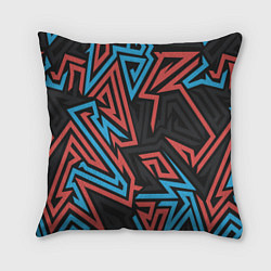 Подушка квадратная Геометрический красный-синий паттерн, цвет: 3D-принт