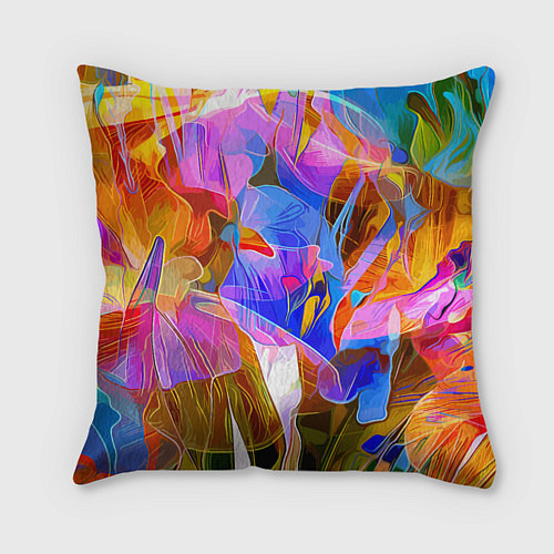 Подушка квадратная Красочный цветочный паттерн Лето Colorful floral p / 3D-принт – фото 1