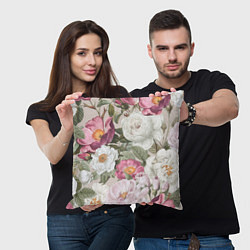 Подушка квадратная Цветы Розовый Сад Пион и Роз, цвет: 3D-принт — фото 2