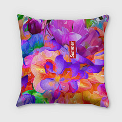 Подушка квадратная Красочный цветочный паттерн Лето Colorful Floral P, цвет: 3D-принт