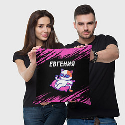 Подушка квадратная Евгения - КОШЕЧКА - Краски, цвет: 3D-принт — фото 2