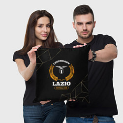 Подушка квадратная Лого Lazio и надпись Legendary Football Club на те, цвет: 3D-принт — фото 2