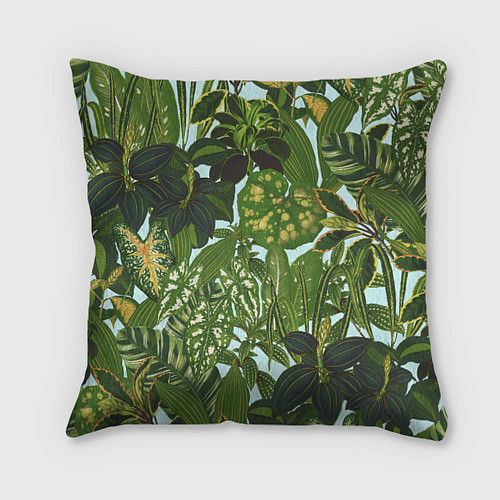 Подушка квадратная Зеленые Тропические Растения / 3D-принт – фото 1