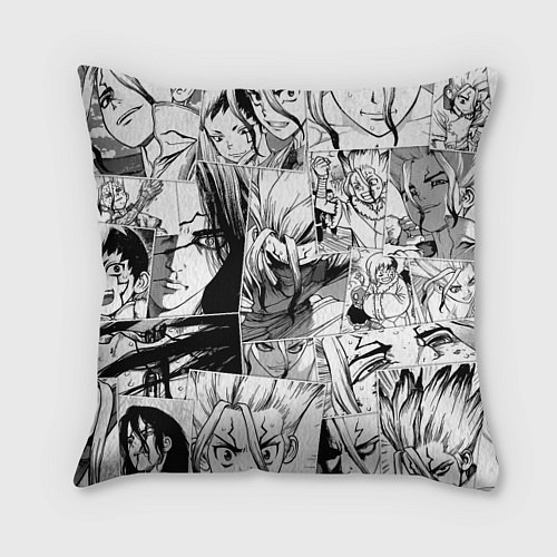 Подушка квадратная Доктор Стоун паттерн / 3D-принт – фото 1