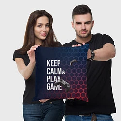 Подушка квадратная KEEP CALM& PLAY GAME PATTERN HEXAGONAL, цвет: 3D-принт — фото 2