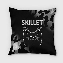 Подушка квадратная Группа Skillet и Рок Кот, цвет: 3D-принт