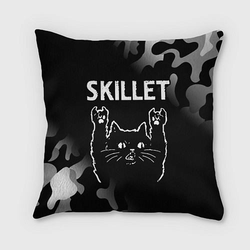 Подушка квадратная Группа Skillet и Рок Кот / 3D-принт – фото 1
