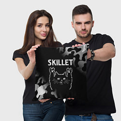 Подушка квадратная Группа Skillet и Рок Кот, цвет: 3D-принт — фото 2