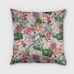 Подушка квадратная Цветы Розовые Лилии и Сирень, цвет: 3D-принт