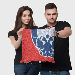 Подушка квадратная ГЕРБ РОССИИ С УЗОРАМИ, цвет: 3D-принт — фото 2