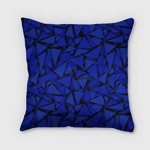 Подушка квадратная Синие треугольники-геометрический узор / 3D-принт – фото 1