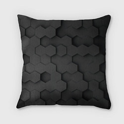 Подушка квадратная Чёрные 3D пластины black 3d plates плиты, цвет: 3D-принт