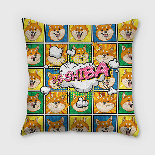 Подушка квадратная Pop art shiba inu / 3D-принт – фото 1