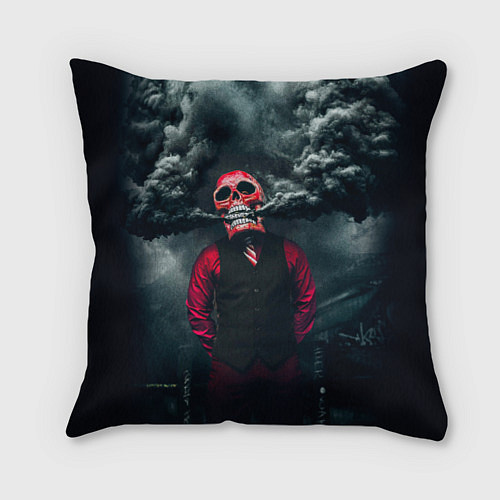 Подушка квадратная Smoke Дым Skull / 3D-принт – фото 1