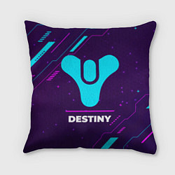 Подушка квадратная Символ Destiny в неоновых цветах на темном фоне