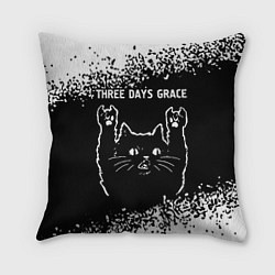 Подушка квадратная Группа Three Days Grace и Рок Кот, цвет: 3D-принт