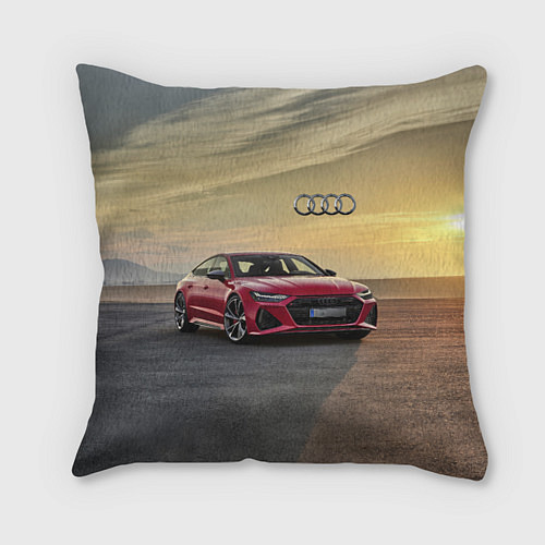 Подушка квадратная Audi RS 7 на закате солнца Audi RS 7 at sunset / 3D-принт – фото 1