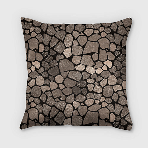 Подушка квадратная Черно-коричневая текстура камня / 3D-принт – фото 1