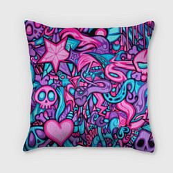 Подушка квадратная Яркая абстракция голубой и розовый фон, цвет: 3D-принт