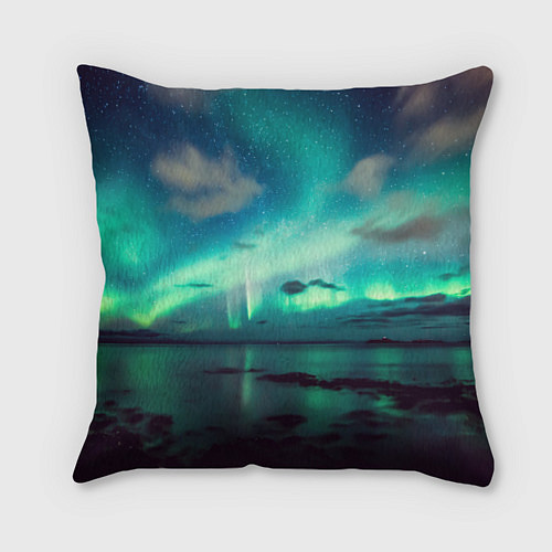 Подушка квадратная Aurora borealis / 3D-принт – фото 1
