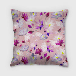 Подушка квадратная Цветы Разноцветные Лотосы, цвет: 3D-принт